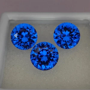 3 Pcs Lot 30 Ct Natural Certified Ceylon Blue Sapphire Round Cut Loose Gemstone - Picture 1 of 4