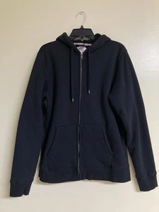 Men's Hooded Sweat Jacket Lands End Size M Serious Sweats Full Zip Pockets Lined - Picture 1 of 17