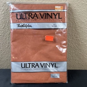 Vintage 1983 Town & Country Vinyl Flannel Tablecloth 60’ Round - Rust Color - Picture 1 of 5