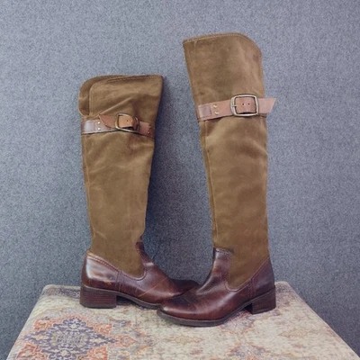 Jessica Simpson Botas Cuero Marrón Gamuza Clancy Sobre la Rodilla Tacón Bajo Talla 6.5 Foto 1 de 4