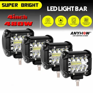 2/4PCS 4inch 480W LED Spot Beam Cubo Fendinebbia Lavoro Luci Pod Fuoristrada SUV ATV Bianco - Foto 1 di 13