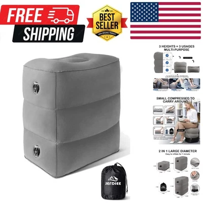 充气脚凳,儿童飞机床,可调节 3 层高腿部休息... — 第 1/4 张图片