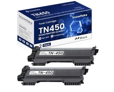Cartucho de tóner Snowflake High Yield High Compatibility - Paquete de 2 - Negro - TN450  Foto 1 de 4