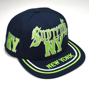 Supreme NEW YORK Embroidered Snapback 6-Panel Hat Navy SS25 Seahawks AUTHENTIC - Picture 1 of 6