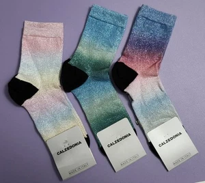 Calzedonia Glitter Ombre Rainbow Socks, Set Of 3! - Picture 1 of 6