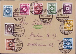 B22803 SBZ 42 - 50 Ostsachsen Satzbrief Dresden Altst. 27 1945 - Picture 1 of 2