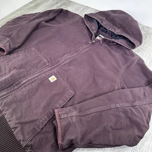 Chaqueta de lona Carhartt Duck para mujer 1X 18W capucha acolchada púrpura cremallera completa 104053-DWN - Imagen 1 de 10