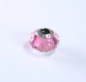 Pandora Sterling Silber Wellig Ausgefallen Rosa Facettiertes Muran Glas Charm 798872C - Bild 1 von 2