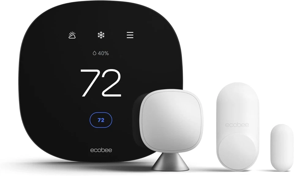 ecobee ecobee3 lite Smart Thermostat With Whole Home Sensors - Black&White (EB-STATE3LTVP2-01)