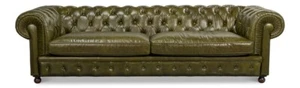 Vintage Style Tufted Leather Green Chesterfield Large Sofa-103''W - Picture 1 of 10