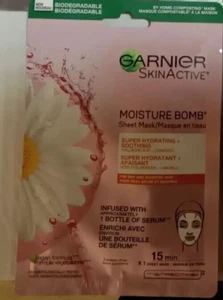 2 pack Garnier skin activ moisture bomb 1 sheet - Picture 1 of 1
