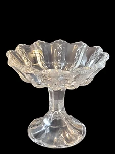 Vintage Klar Geschliffen Glas Klein Standfuß Kompott Süßigkeiten Schale 5" Hoch - Bild 1 von 11