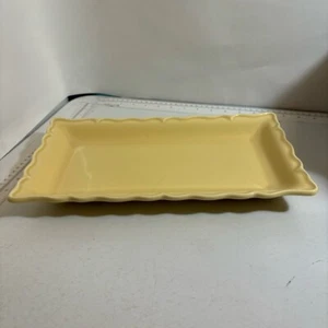 Vintage yellow rectangle scalloped edge serving dish platter - Picture 1 of 11