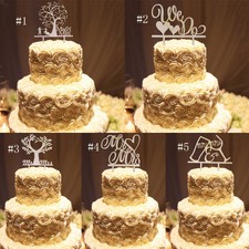 Vintage Wooden Mr & Mrs Bride and Groom Wood Cake Topper Party Favors