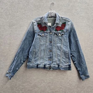 Disney Women Jacket Small Blue Denim Trucker Beauty And The Beast - Picture 1 of 10