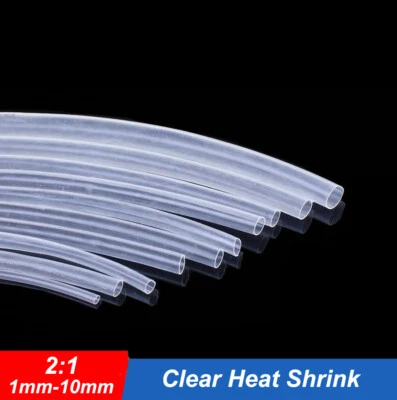 Clear Heat Shrink Electrical Tubing Wrap Sleeving Car Cable 2:1 Ratio 1mm-10mm