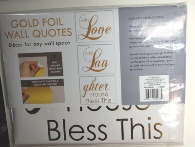Midland Gold Foil Peel & Stick Wall Decal Bless This House With Love & Laughter - Image 1 of 3