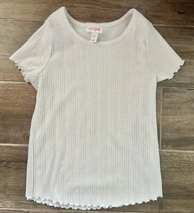 Cat & Jack Girls Ribbed White Stretch Size Medium (7/8) Splatter Color Shirt - Picture 1 of 6