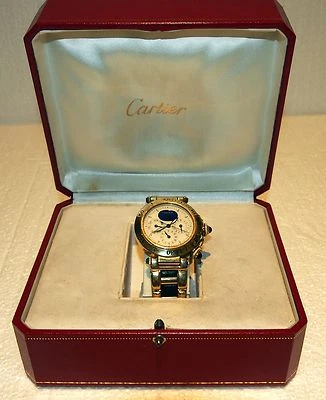CARTIER PASHA MOONPHASE ALL 18 KT GOLD,146.8 GR DAY,DATE 39.5MM-3EX LINK 2 CROWN - Image 1 of 4