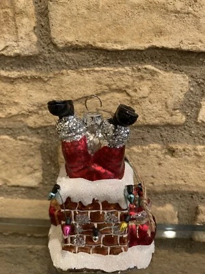 Cerámica Granero Mercurio Adorno de Navidad Papá Noel en Chimenea Árbol Vacaciones Nuevo Foto 1 de 2