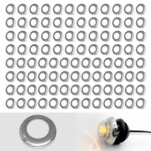 100PCS 3/4" Round Chrome Trim Ring Bezel For 3/4" 12V LED Side Marker Lights Car - Picture 1 of 6