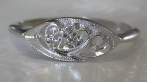Ladies 10k White Gold Triple Heart Diamond Accent Promise Ring Sz.6.5, 1.8grams - Picture 1 of 6