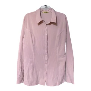 Dazz Womens Pinkish Purple Button Long Sleeve Stretch Top Blouse Size 2X New - Picture 1 of 8