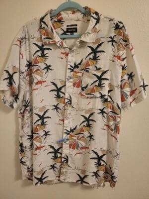 Camisa Brixton Calce Estándar Charter Abotonada Playa Tema Talla XL Lino Foto 1 de 4