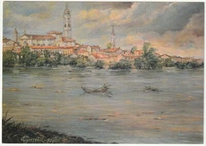 PONTEVICO - BRESCIA - PANORAMA CON PIENA DEL 1976 - PITTORE GIRELLI -10724- - Picture 1 of 1