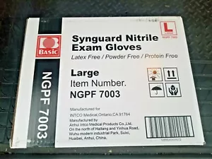 Guantes de examen de nitrilo Synguard azules 10 cajas de 100 por estuche total 1000 guantes GRANDES - Imagen 1 de 1