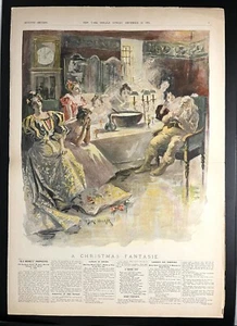 1897 NEW YORK HERALD NEWSPAPER CHRISTMAS EDITION ILLUSTRATION w/ PRINTER’S PROOF - Picture 1 of 7