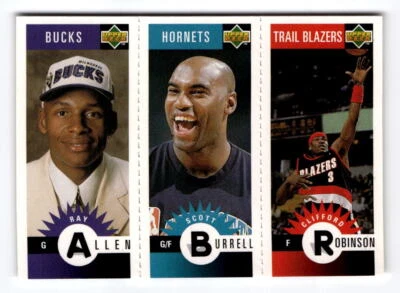 1996-97 Collector's Choice Ray Allen RC Rookie Card Mini-Cards Panels Bucks - Image 1 of 2