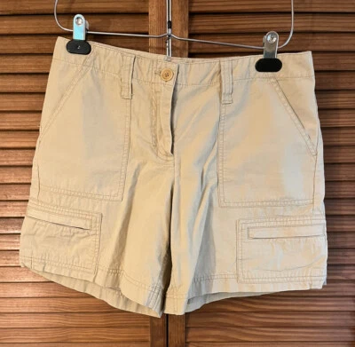 Pantalones Cortos J Crew Para Mujer Carga Activa Talla 4 Caqui Marrón Bolsillos con Cremallera 100% Algodón Foto 1 de 4