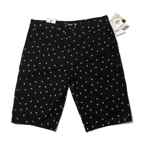 NWT Univibe “Skully” Big Boys 18 Black White Skull Print Chinos Shorts New Punk - Picture 1 of 7
