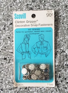 Vintage Scovill Silver Horseshoe and Star Round Snap Fasteners Western Wear 7/16 - Picture 1 of 6