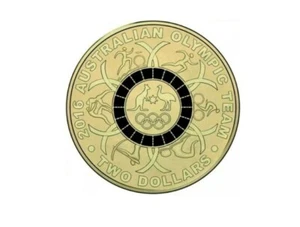 2016 Australia Olympic Team $2 Coin Black Ring UNC - Picture 1 of 3