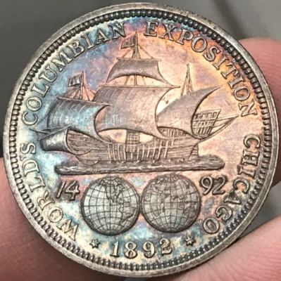 1892 Silver Commemorative Half Dollar - Columbian Exposition - Rainbow Toning - Image 1 of 2