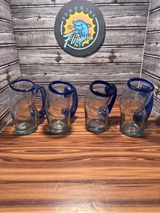 Tazas de vidrio doblado vintage soplado a mano 12 OZ cristalería México (precio por taza) - Imagen 1 de 5