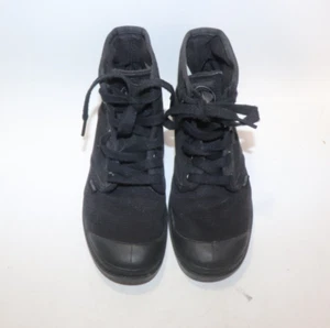 Palladium Pampa Hi Woman Canvas Boots Black on Black Skater Lace Up Size 7 - Picture 1 of 6