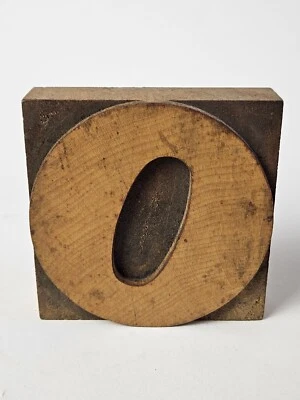 GRAN NÚMERO "0" U "O" ANTIGUO TIPOGRAFÍA VINTAGE MADERA IMPRESIÓN BLOQUE SELLO 3"  Foto 1 de 4