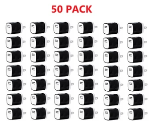 50x 1A USB Power Adapter AC Home Wall Charger US Plug FOR iPhone 5 6 7 8 X Black - Picture 1 of 2