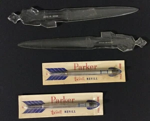 2 Vintage Parker Stift T-Kugel Tintenminen neu & versiegelt, 2 vollere Brieföffner - Bild 1 von 3
