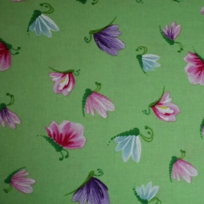 HAPPY FLOWERS Bug Fabric Green Insects Dena Designs Free Spirit, FAT QUARTER 007 - Image 1 of 2