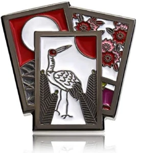Pin Anstecker Hanafuda Kranich und Vollmond Kirschblüte Schmetterling Clutch C0053 - Bild 1 von 2