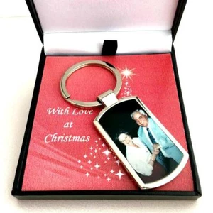 Personalised Keyring with Photo and Engraving in Christmas Box. Christmas Gift. - Picture 1 of 12