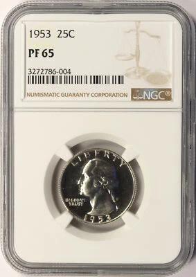 1953 Proof Washington Quarter 25c NGC PF65 - Image 1 of 4
