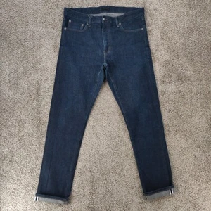 Uniqlo Jeans Kaihara Selvedge Denim Slim Straight Men's Actual Size 34x31 Blue - Picture 1 of 16