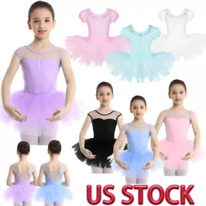 US Girls Ballet Dance Tutu Dress Leotard Gymnastics Camisole Skirted Dancewear - Picture 1 of 69