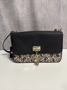 DKNY CLEO MD SH Flap Crossbody BLACK HANDBAG~AUTHENTIC~NWT - Picture 1 of 12
