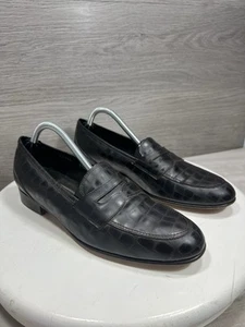 Mocasines Cole Haan para mujer talla 8,5AA cuero marrón cocodrilo en relieve hechos en Italia - Imagen 1 de 18